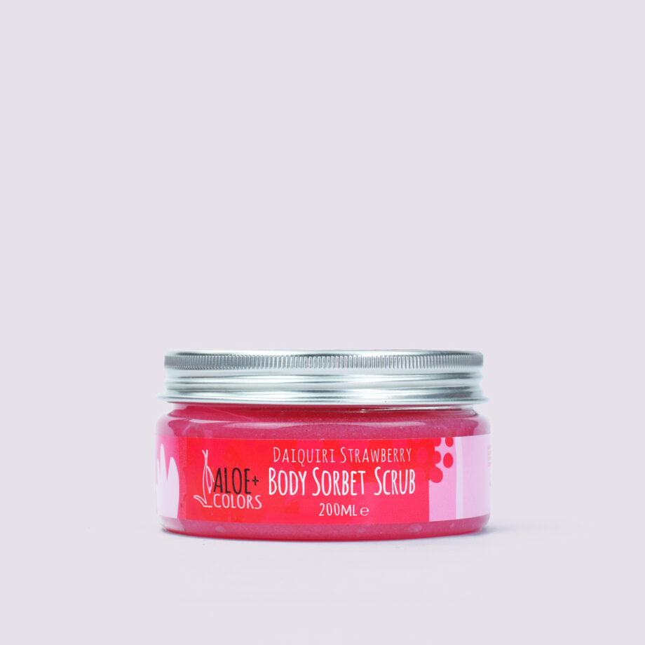 Daiquiri Strawberry Sorbet Scrub για το σώμα Aloe+Colors με βιολογική αλόη. Daiquiri Strawberry Sorbet Body Scrub, Aloe+Colors